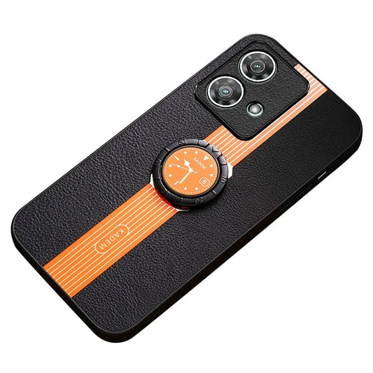 KADEM For Motorola Edge 40 Neo 5G Case PU Leather+Acrylic+TPU Phone Shell Magnetic Car Holder