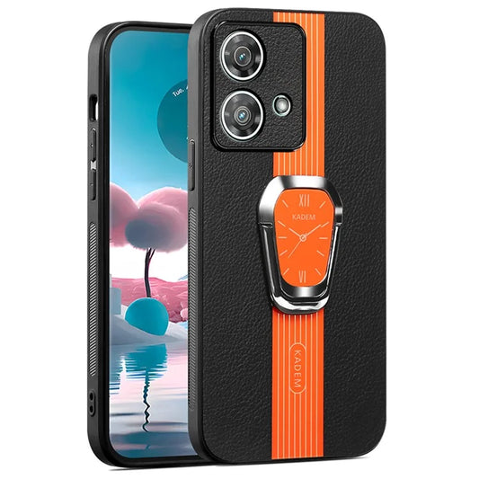 KADEM For Motorola Edge 40 Neo 5G Case Cell Phone Cover PU+TPU+Acrylic Electroplating Kickstand