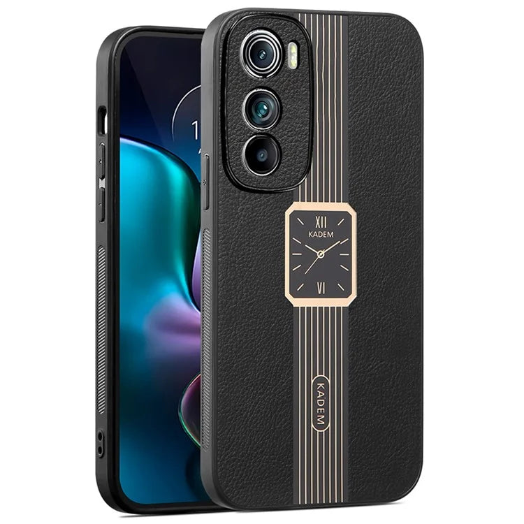 KADEM For Motorola Edge 30 5G Case PU Leather+Acrylic+TPU Phone Electroplating Shell