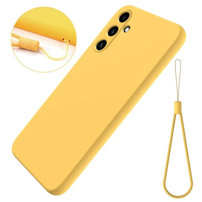For Samsung Galaxy M15 5G / F15 5G Case Scratchproof Liquid Silicone Phone Cover with Wrist Strap