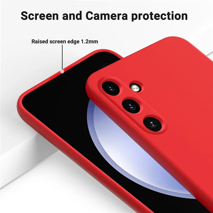For Samsung Galaxy M15 5G / F15 5G Case Scratchproof Liquid Silicone Phone Cover with Wrist Strap