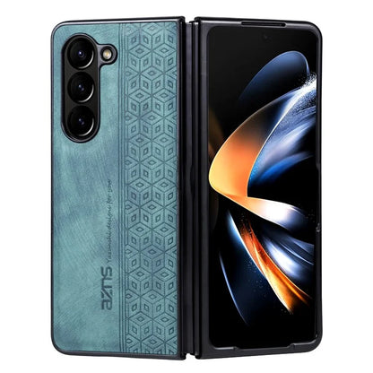 AZNS For Samsung Galaxy Z Fold6 5G Case PU Leather+Hard PC Non-Slip Grip Phone Cover