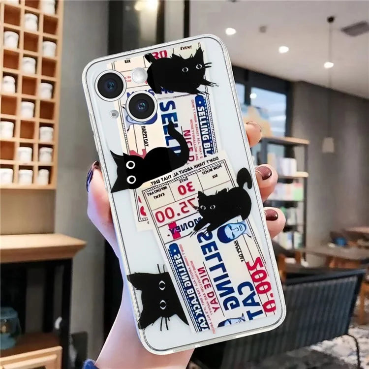 For iPhone 14 Plus Case TPU Pattern Printing Phone Guard Cover