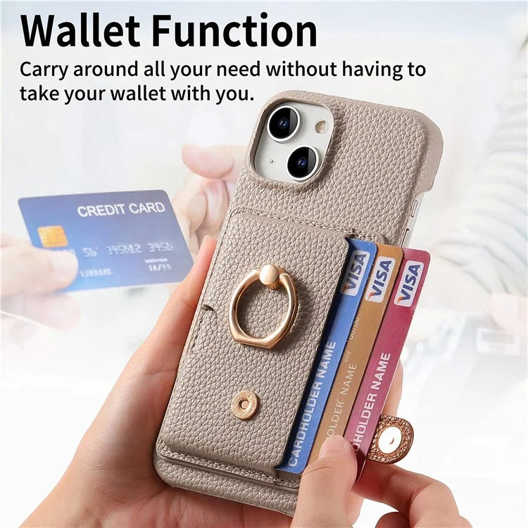 Y2 For iPhone 13 Slot PU+PC+TPU Phone Cover with Kickstand, Case Card