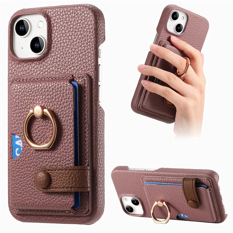 Y2 For iPhone 14 Case Kickstand Card Slot PU+PC+TPU Anti-Drop Phone Shell