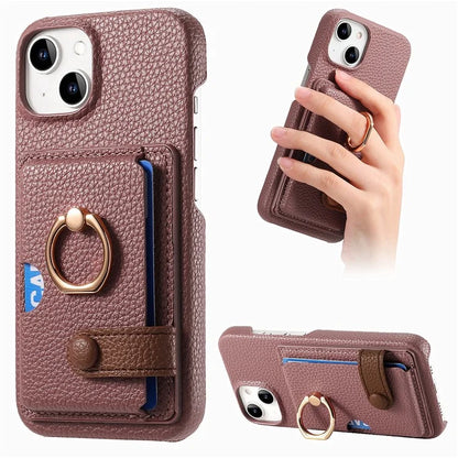 Y2 For iPhone 14 Case Kickstand Card Slot PU+PC+TPU Anti-Drop Phone Shell