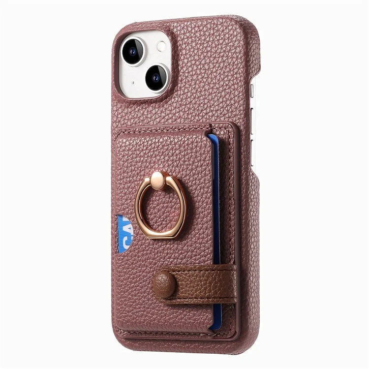 Y2 For iPhone 14 Case Kickstand Card Slot PU+PC+TPU Anti-Drop Phone Shell