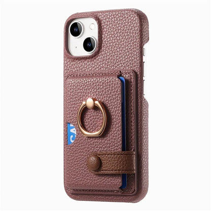 Y2 For iPhone 14 Case Kickstand Card Slot PU+PC+TPU Anti-Drop Phone Shell