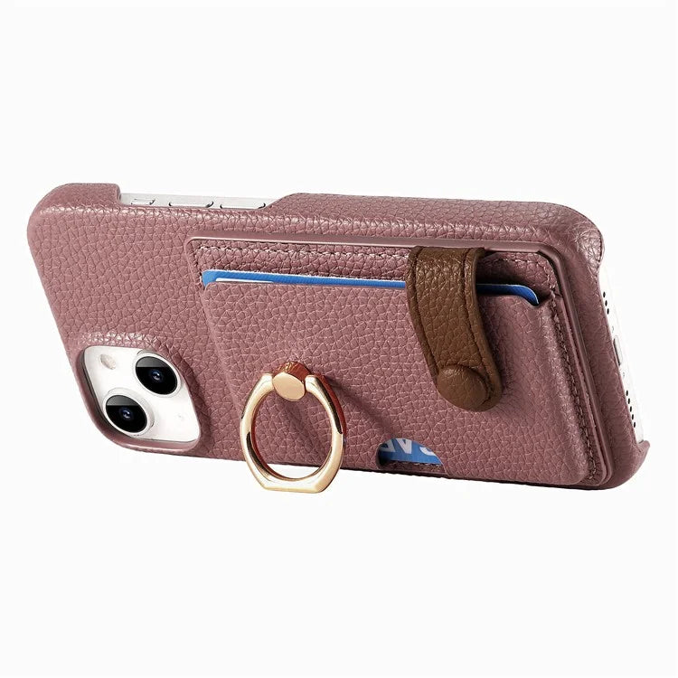 Y2 For iPhone 14 Case Kickstand Card Slot PU+PC+TPU Anti-Drop Phone Shell