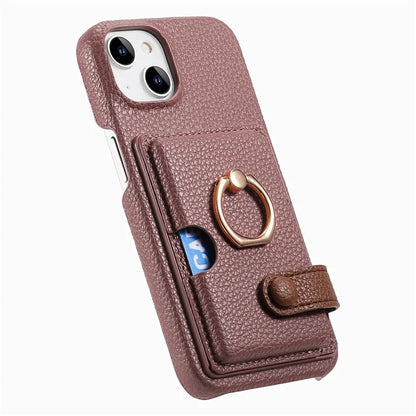 Y2 For iPhone 14 Case Kickstand Card Slot PU+PC+TPU Anti-Drop Phone Shell
