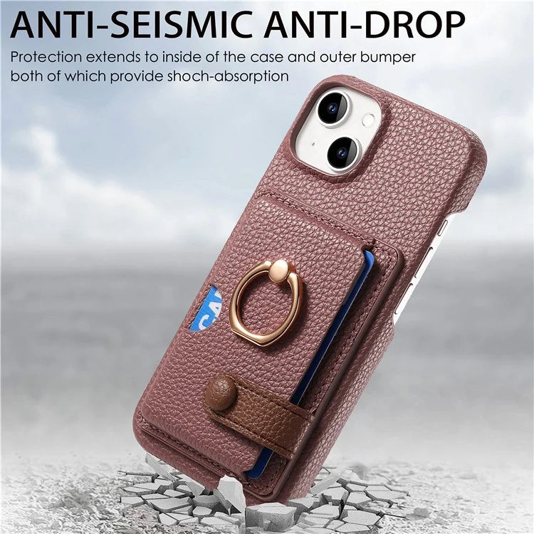 Y2 For iPhone 14 Case Kickstand Card Slot PU+PC+TPU Anti-Drop Phone Shell
