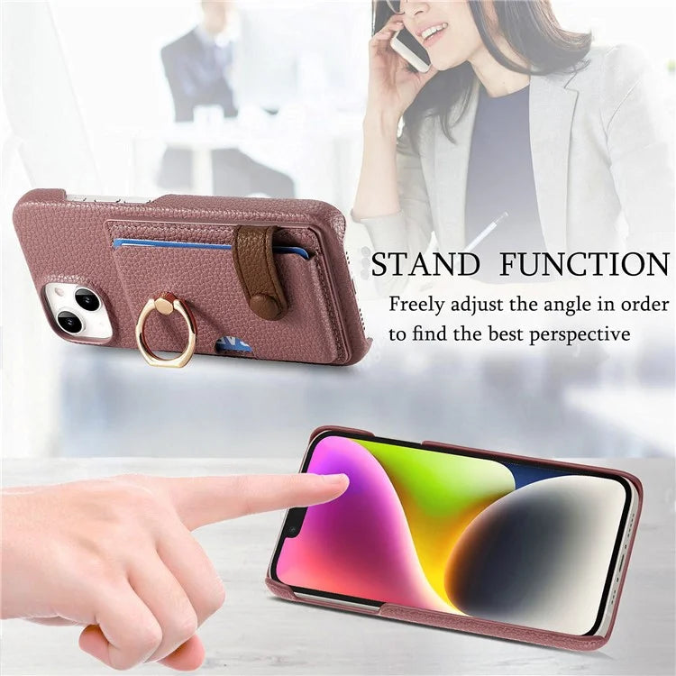 Y2 For iPhone 14 Case Kickstand Card Slot PU+PC+TPU Anti-Drop Phone Shell