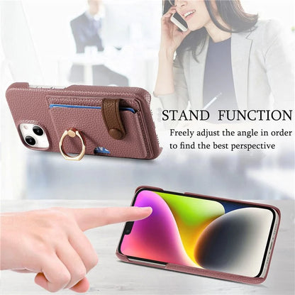 Y2 For iPhone 14 Case Kickstand Card Slot PU+PC+TPU Anti-Drop Phone Shell