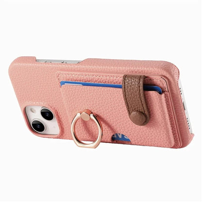 Y2 For iPhone 14 Case Kickstand Card Slot PU+PC+TPU Anti-Drop Phone Shell