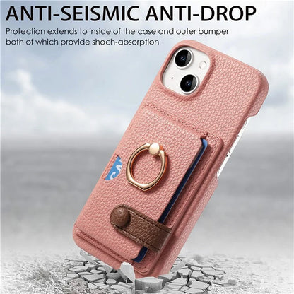 Y2 For iPhone 14 Case Kickstand Card Slot PU+PC+TPU Anti-Drop Phone Shell
