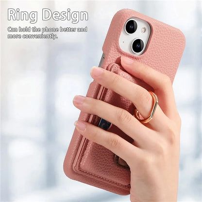 Y2 For iPhone 14 Case Kickstand Card Slot PU+PC+TPU Anti-Drop Phone Shell