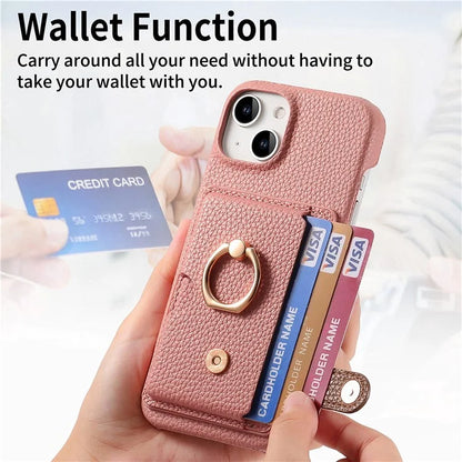 Y2 For iPhone 14 Case Kickstand Card Slot PU+PC+TPU Anti-Drop Phone Shell
