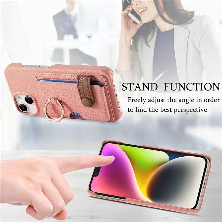 Y2 For iPhone 14 Case Kickstand Card Slot PU+PC+TPU Anti-Drop Phone Shell