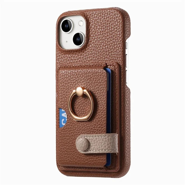 Y2 For iPhone 14 Case Kickstand Card Slot PU+PC+TPU Anti-Drop Phone Shell