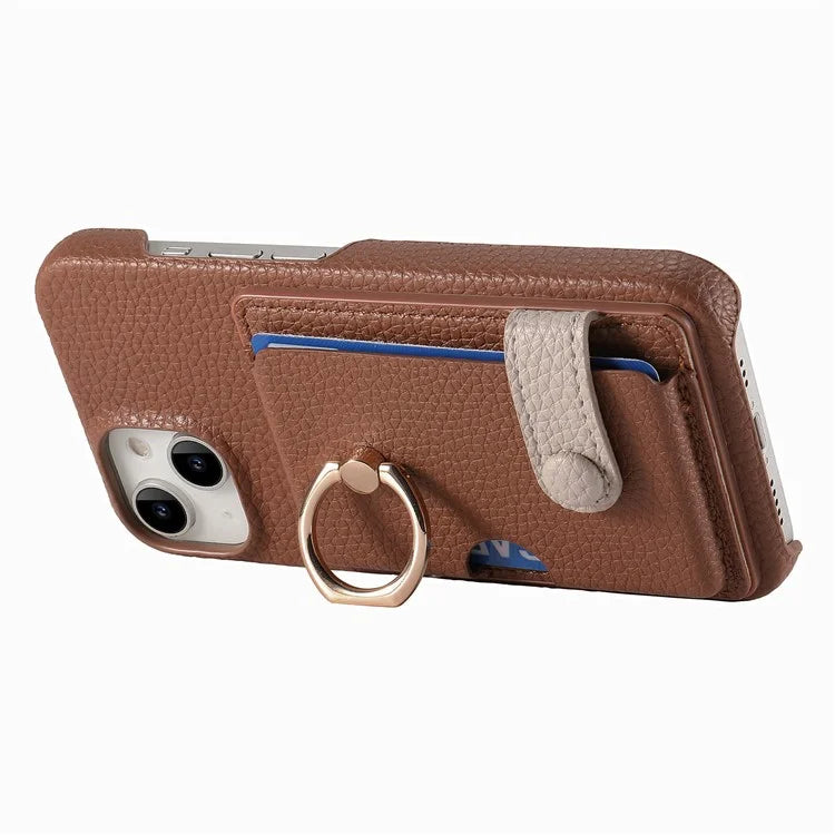 Y2 For iPhone 14 Case Kickstand Card Slot PU+PC+TPU Anti-Drop Phone Shell