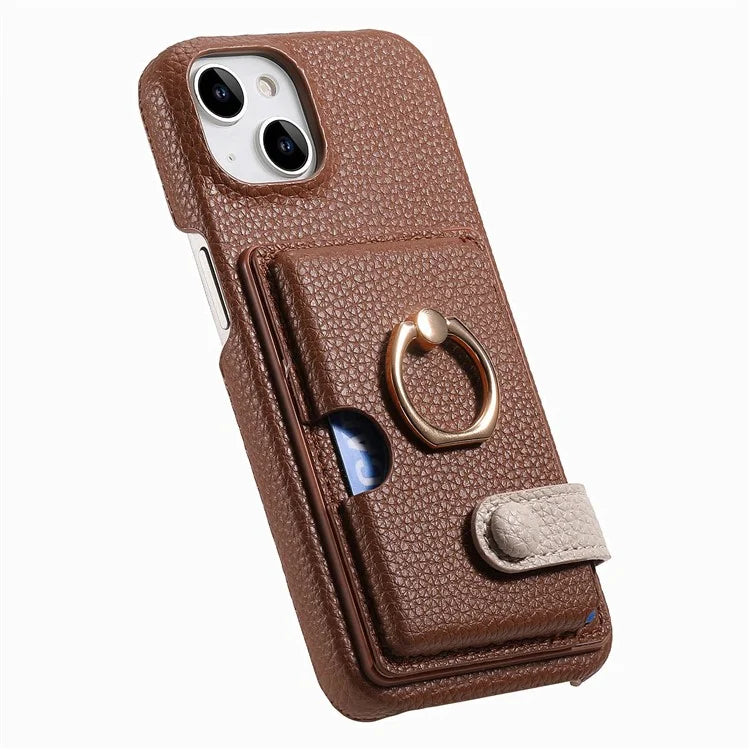 Y2 For iPhone 14 Case Kickstand Card Slot PU+PC+TPU Anti-Drop Phone Shell
