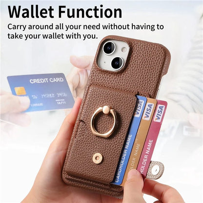 Y2 For iPhone 14 Case Kickstand Card Slot PU+PC+TPU Anti-Drop Phone Shell