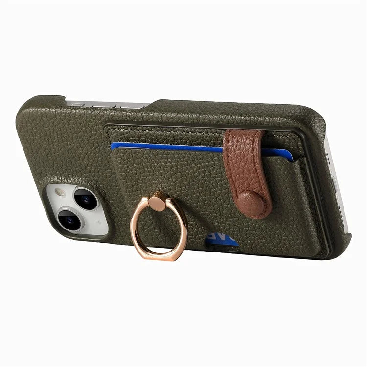 Y2 For iPhone 14 Case Kickstand Card Slot PU+PC+TPU Anti-Drop Phone Shell