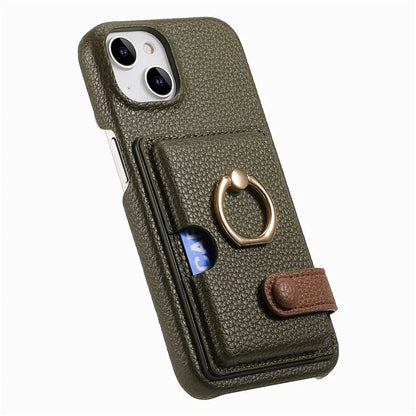 Y2 For iPhone 14 Case Kickstand Card Slot PU+PC+TPU Anti-Drop Phone Shell
