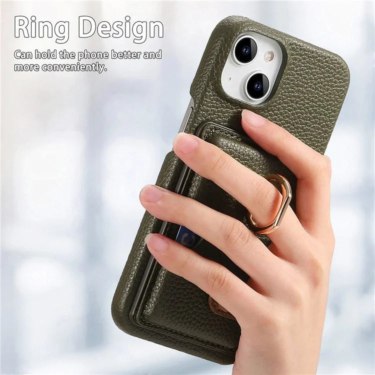 Y2 For iPhone 14 Case Kickstand Card Slot PU+PC+TPU Anti-Drop Phone Shell