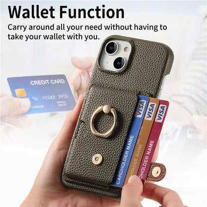 Y2 For iPhone 14 Case Kickstand Card Slot PU+PC+TPU Anti-Drop Phone Shell