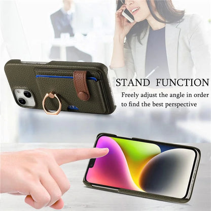 Y2 For iPhone 14 Case Kickstand Card Slot PU+PC+TPU Anti-Drop Phone Shell