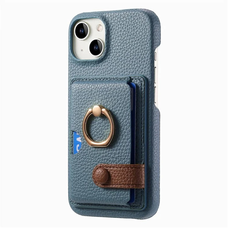 Y2 For iPhone 14 Case Kickstand Card Slot PU+PC+TPU Anti-Drop Phone Shell