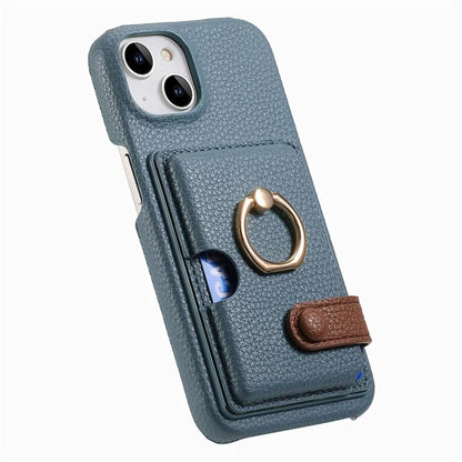 Y2 For iPhone 14 Case Kickstand Card Slot PU+PC+TPU Anti-Drop Phone Shell