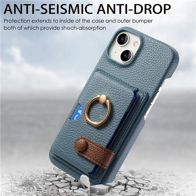 Y2 For iPhone 14 Case Kickstand Card Slot PU+PC+TPU Anti-Drop Phone Shell