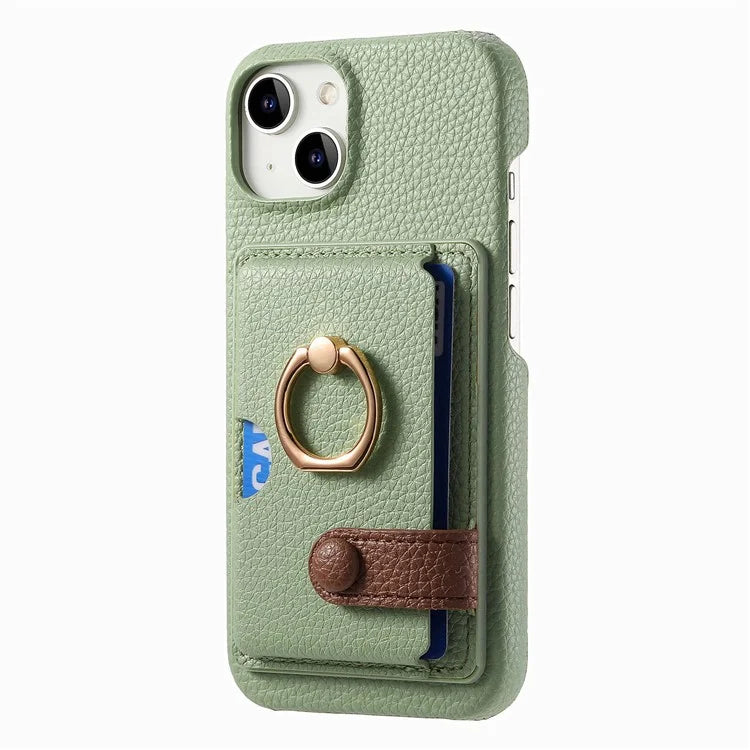 Y2 For iPhone 14 Case Kickstand Card Slot PU+PC+TPU Anti-Drop Phone Shell