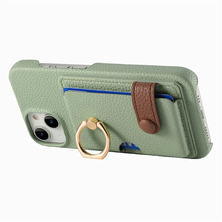 Y2 For iPhone 14 Case Kickstand Card Slot PU+PC+TPU Anti-Drop Phone Shell