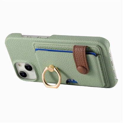 Y2 For iPhone 14 Case Kickstand Card Slot PU+PC+TPU Anti-Drop Phone Shell