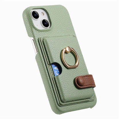 Y2 For iPhone 14 Case Kickstand Card Slot PU+PC+TPU Anti-Drop Phone Shell