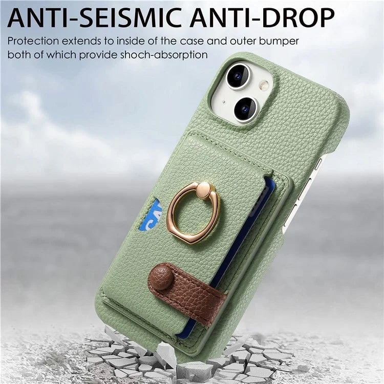 Y2 For iPhone 14 Case Kickstand Card Slot PU+PC+TPU Anti-Drop Phone Shell