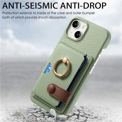 Y2 For iPhone 14 Case Kickstand Card Slot PU+PC+TPU Anti-Drop Phone Shell