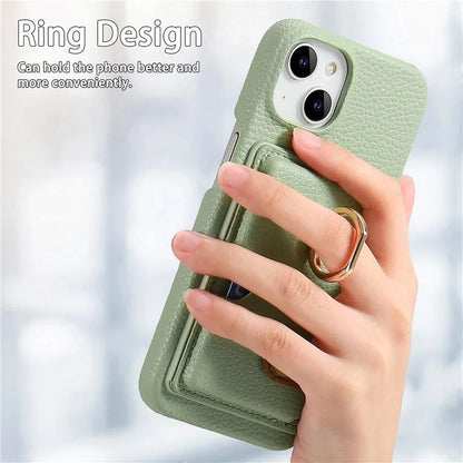 Y2 For iPhone 14 Case Kickstand Card Slot PU+PC+TPU Anti-Drop Phone Shell