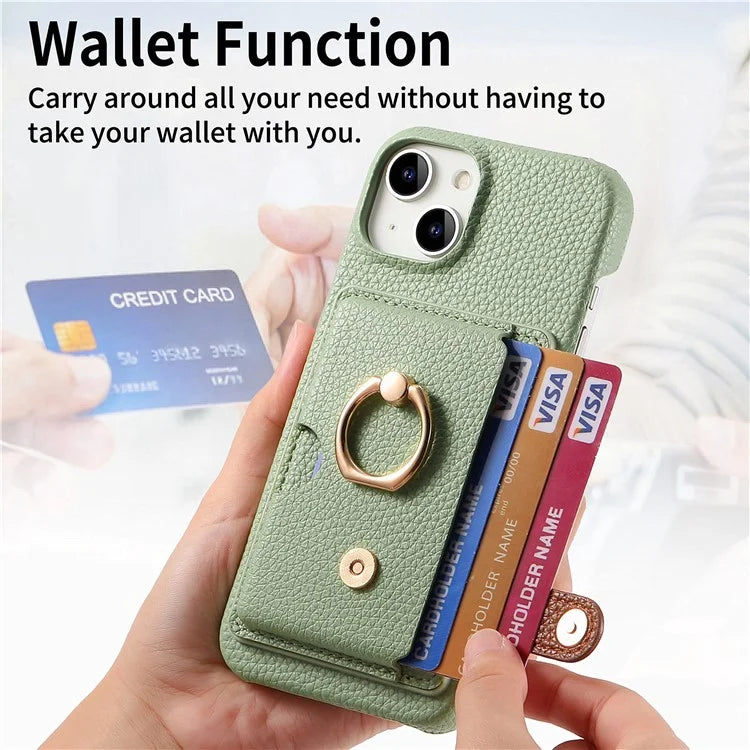 Y2 For iPhone 14 Case Kickstand Card Slot PU+PC+TPU Anti-Drop Phone Shell