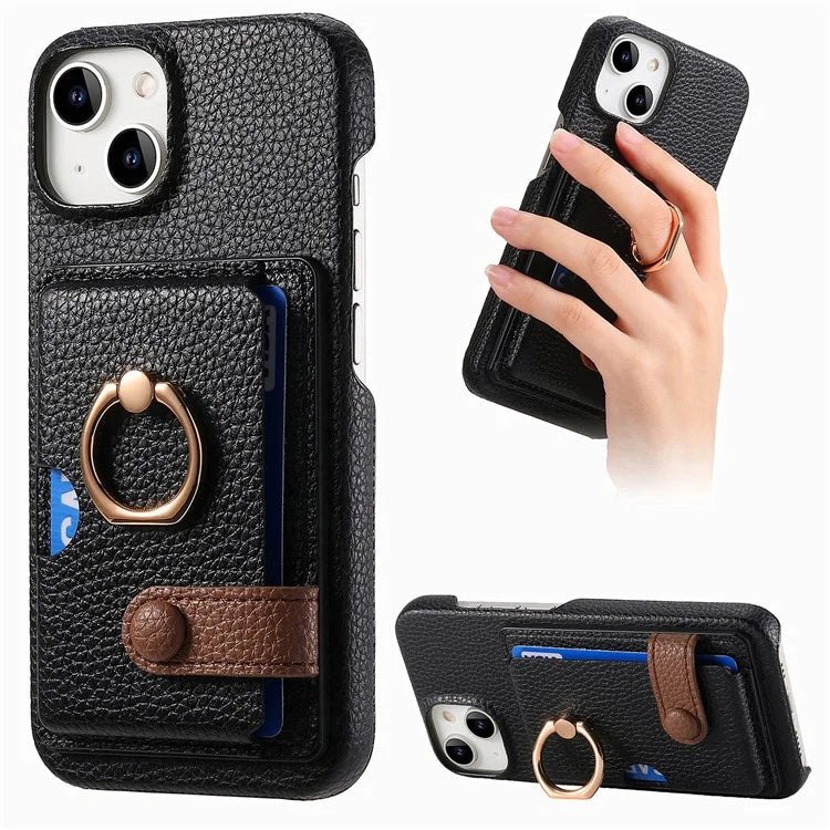 Y2 For iPhone 14 Case Kickstand Card Slot PU+PC+TPU Anti-Drop Phone Shell