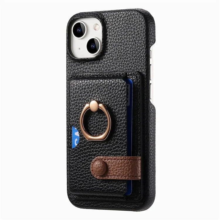 Y2 For iPhone 14 Case Kickstand Card Slot PU+PC+TPU Anti-Drop Phone Shell
