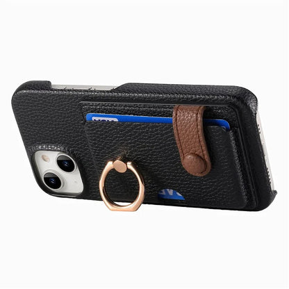 Y2 For iPhone 14 Case Kickstand Card Slot PU+PC+TPU Anti-Drop Phone Shell