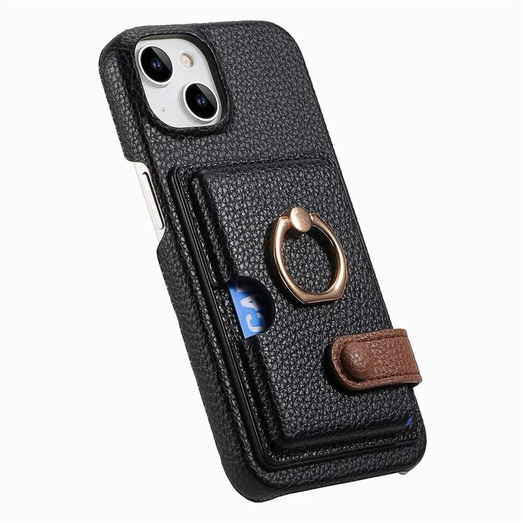 Y2 For iPhone 14 Case Kickstand Card Slot PU+PC+TPU Anti-Drop Phone Shell