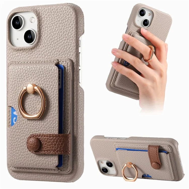 Y2 For iPhone 14 Case Kickstand Card Slot PU+PC+TPU Anti-Drop Phone Shell