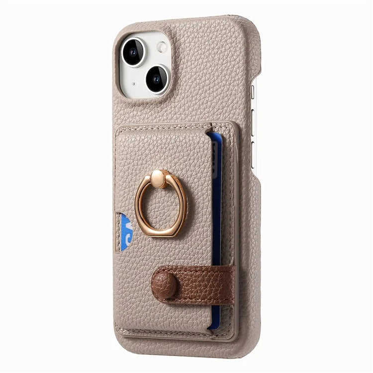 Y2 For iPhone 14 Case Kickstand Card Slot PU+PC+TPU Anti-Drop Phone Shell