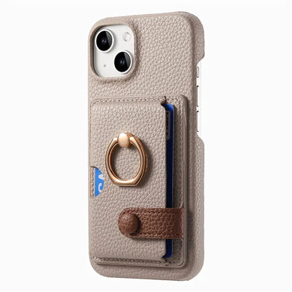 Y2 For iPhone 14 Case Kickstand Card Slot PU+PC+TPU Anti-Drop Phone Shell