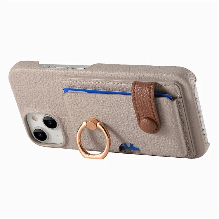 Y2 For iPhone 14 Case Kickstand Card Slot PU+PC+TPU Anti-Drop Phone Shell